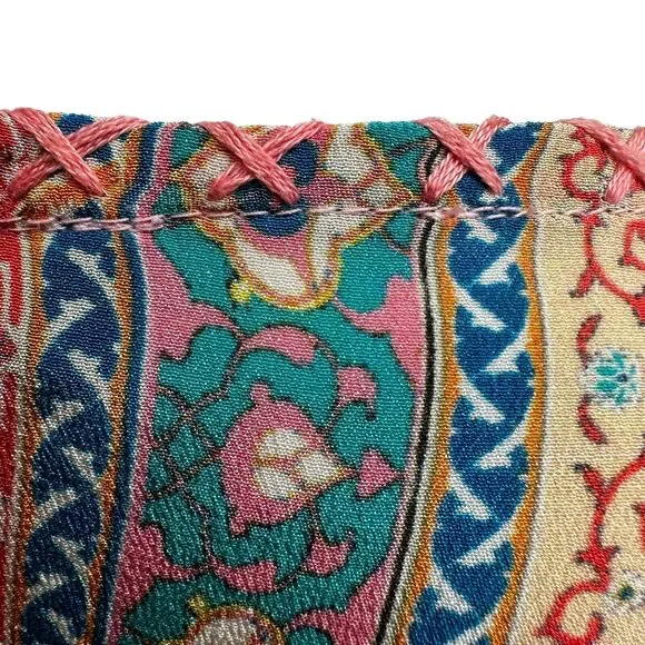 Anthropologie Tolani Silk Pink Geometric Tunic Dress Blouse Size Small Coastal - Picture 14 of 16